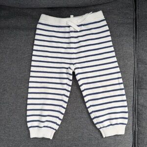 Janie and Jack White & Navy Striped Knit Joggers
